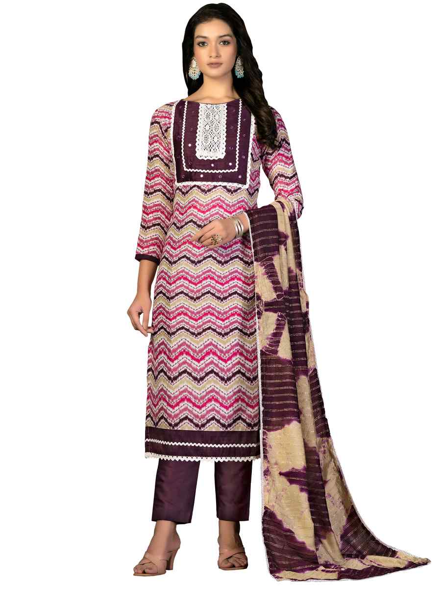 Multi Cotton Printed Casual Festival Pant Salwar Kameez