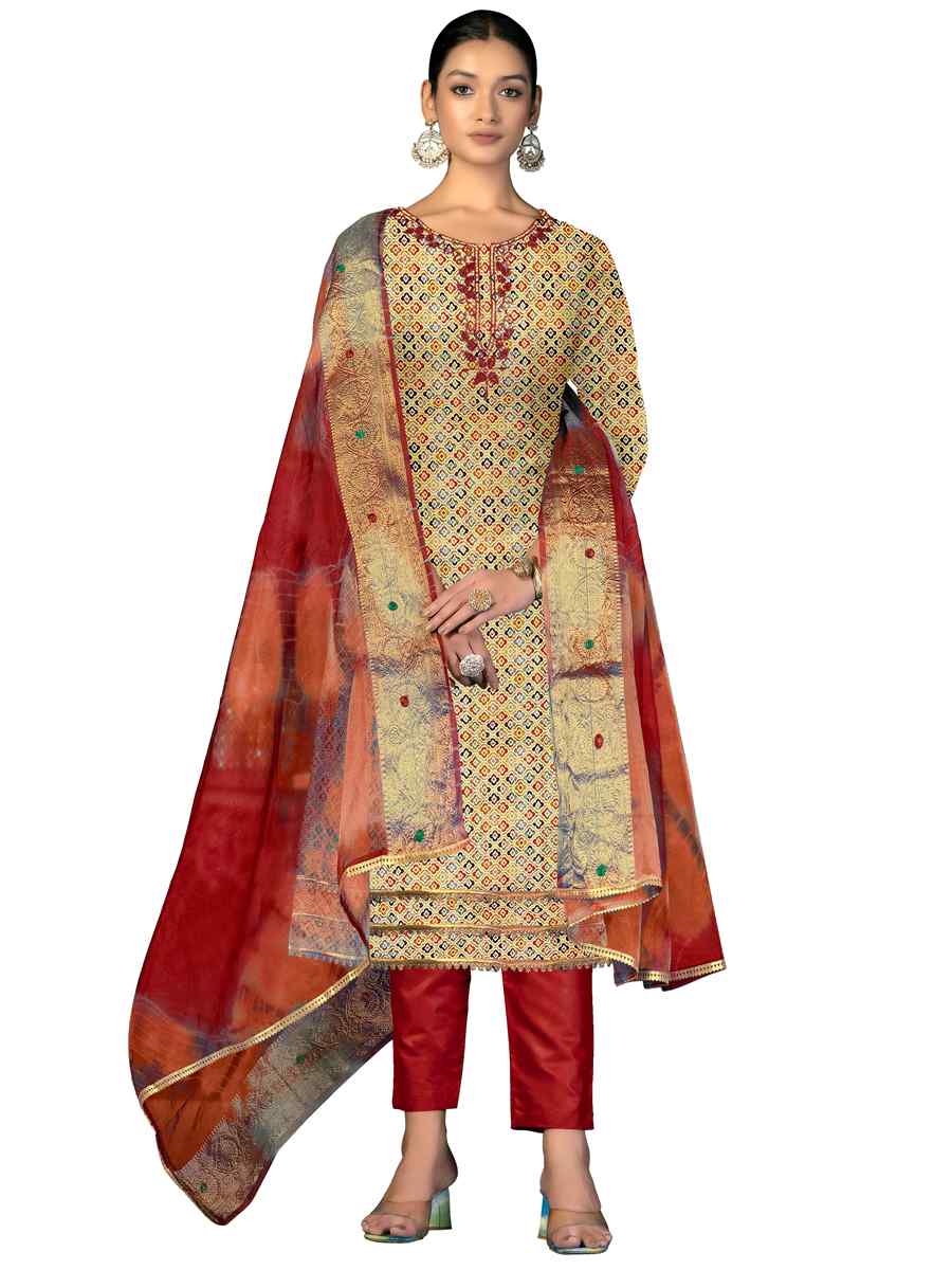 Multi Cotton Printed Casual Festival Pant Salwar Kameez