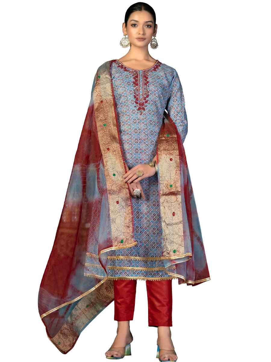 Multi Cotton Printed Casual Festival Pant Salwar Kameez