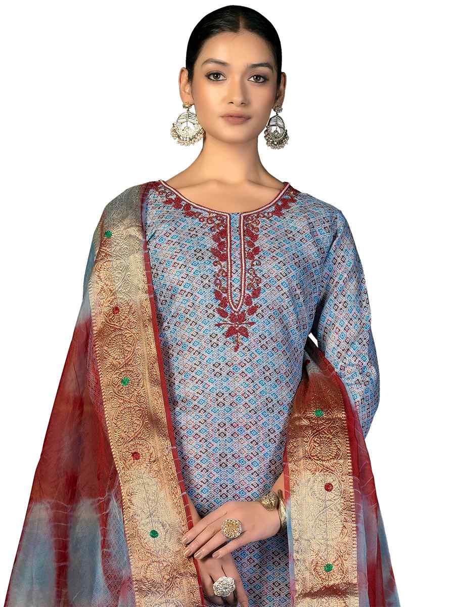 Multi Cotton Printed Casual Festival Pant Salwar Kameez