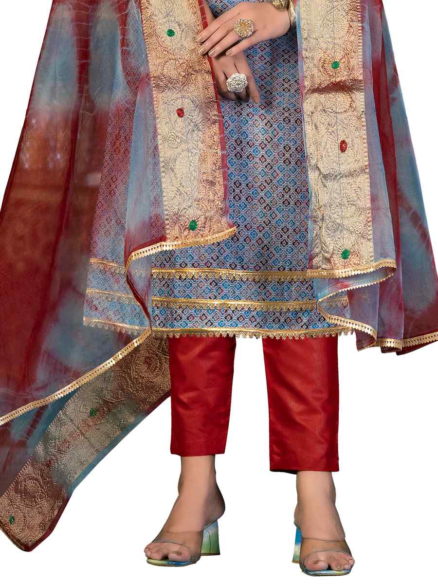 Multi Cotton Printed Casual Festival Pant Salwar Kameez