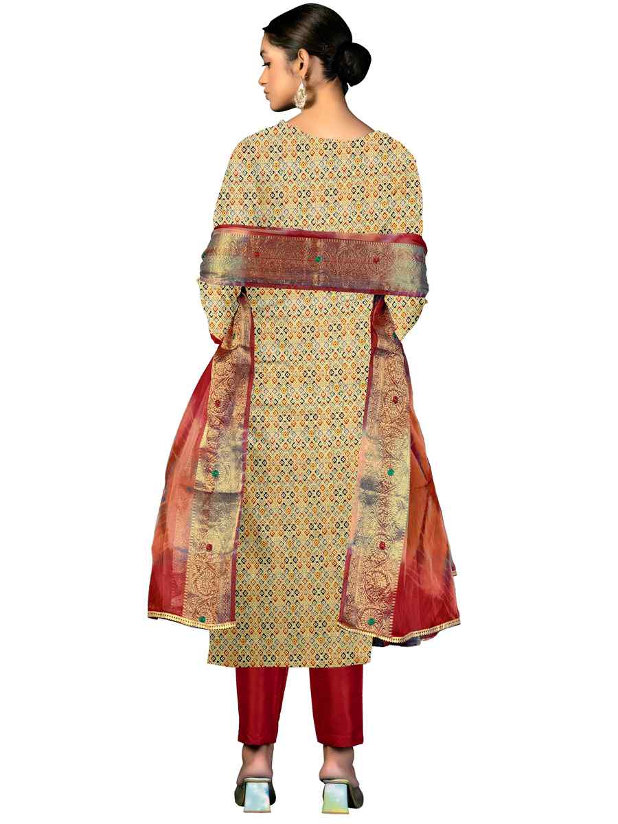 Multi Cotton Printed Casual Festival Pant Salwar Kameez