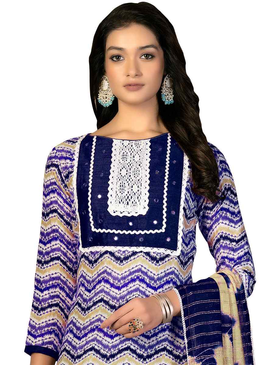 Multi Cotton Printed Casual Festival Pant Salwar Kameez