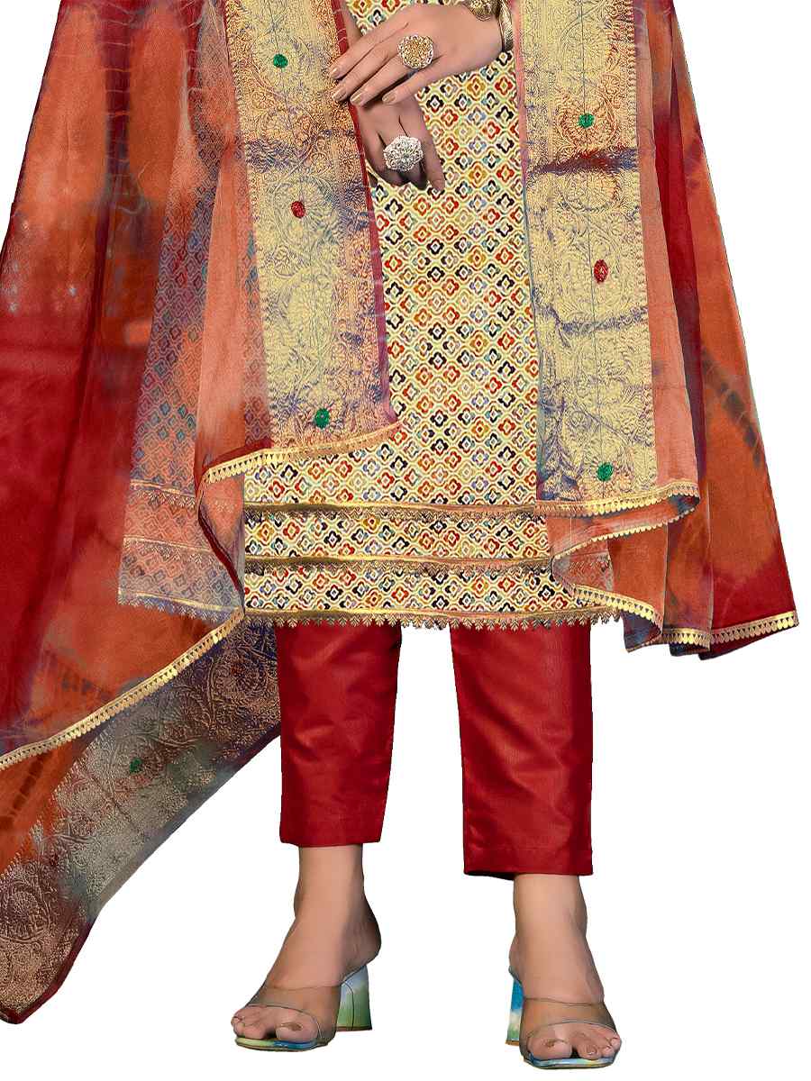 Multi Cotton Printed Casual Festival Pant Salwar Kameez