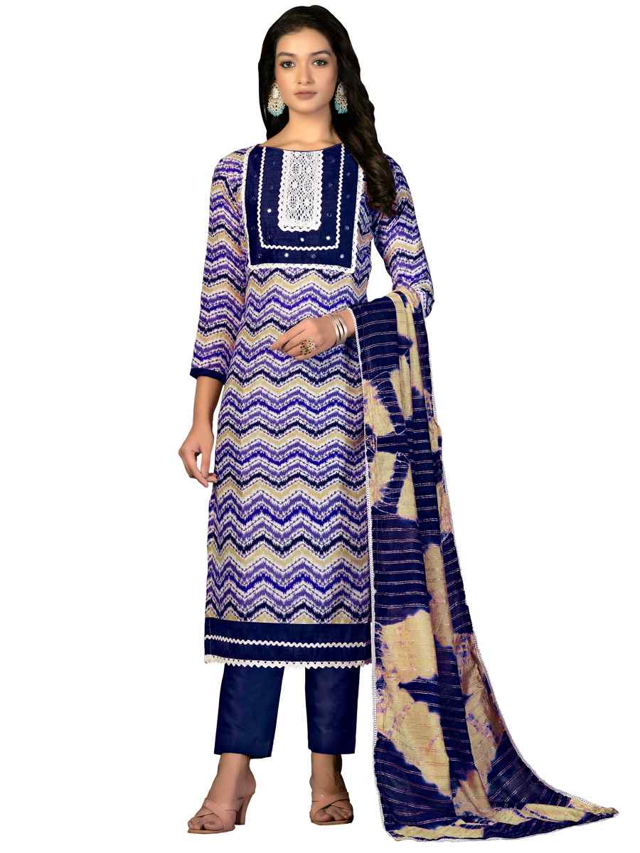 Multi Cotton Printed Casual Festival Pant Salwar Kameez