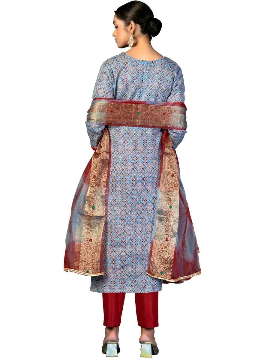 Multi Cotton Printed Casual Festival Pant Salwar Kameez