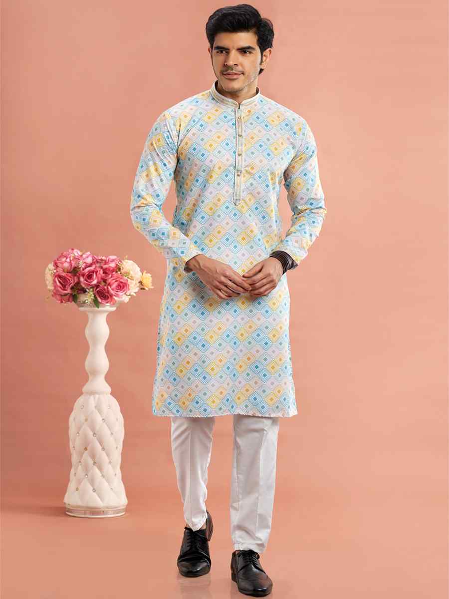 Multi Cotton Printed Festival Casual Kurta