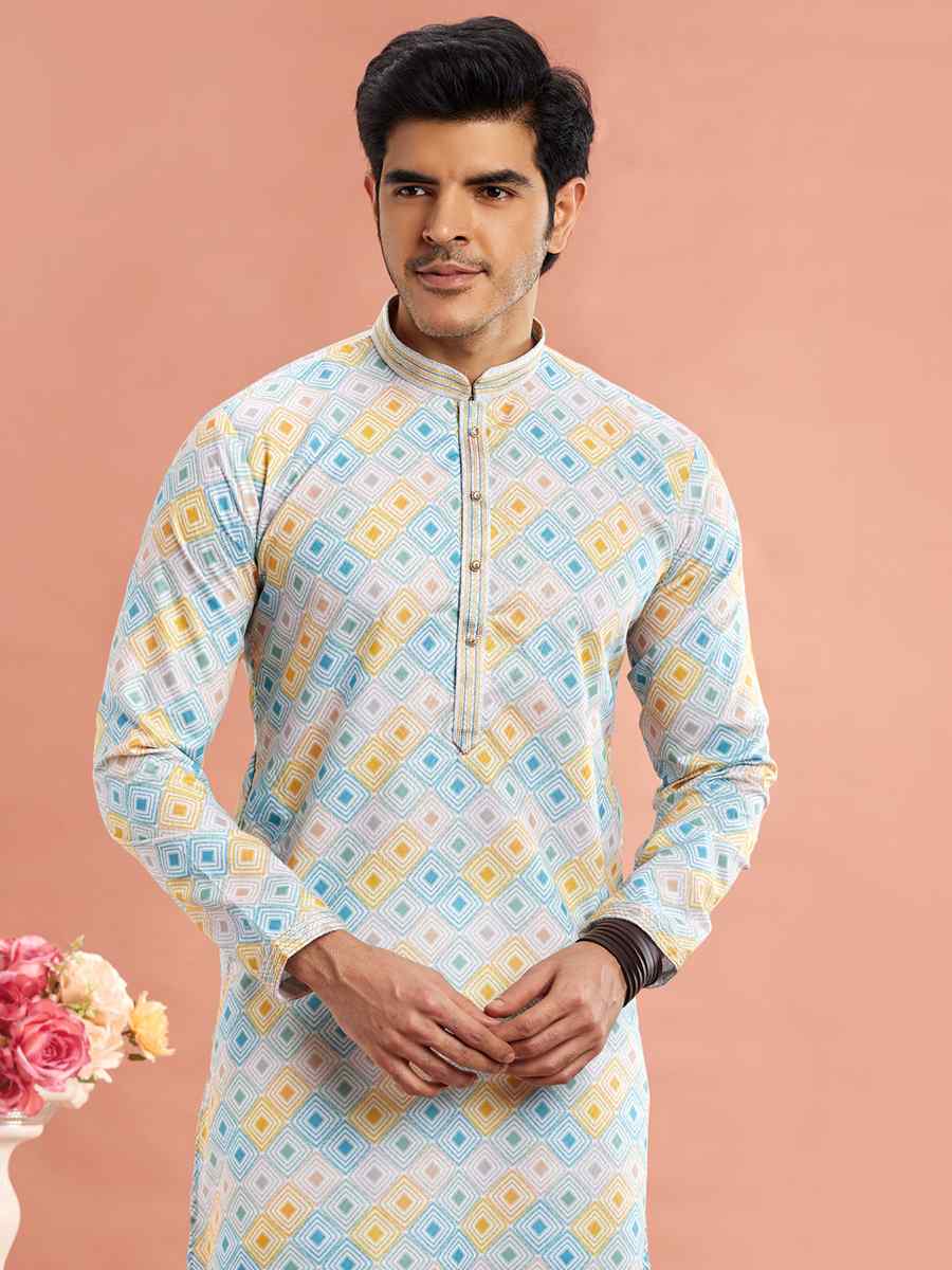 Multi Cotton Printed Festival Casual Kurta