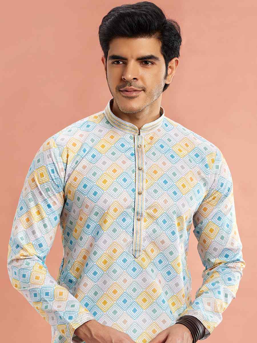 Multi Cotton Printed Festival Casual Kurta