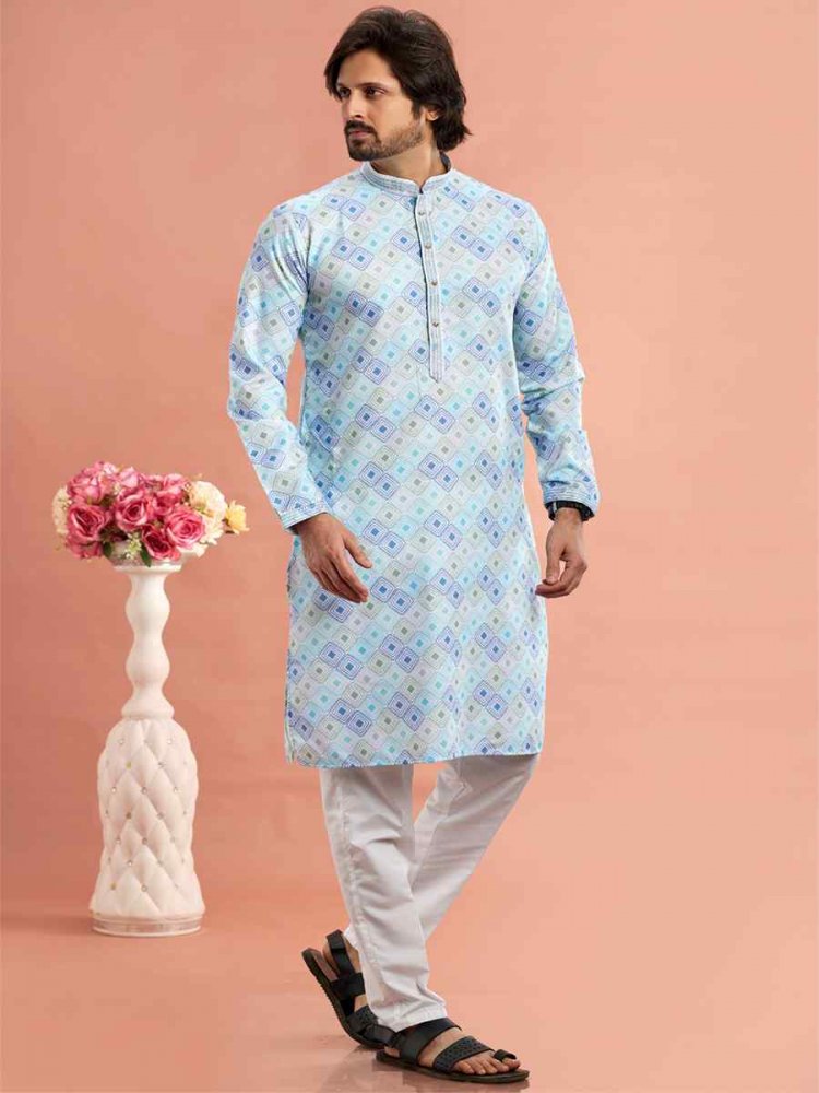 Multi Cotton Printed Festival Casual Kurta