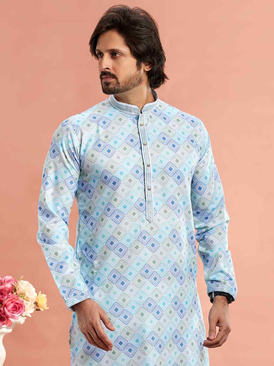 Multi Cotton Printed Festival Casual Kurta