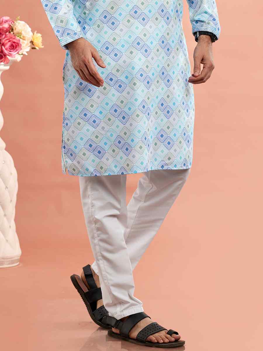 Multi Cotton Printed Festival Casual Kurta