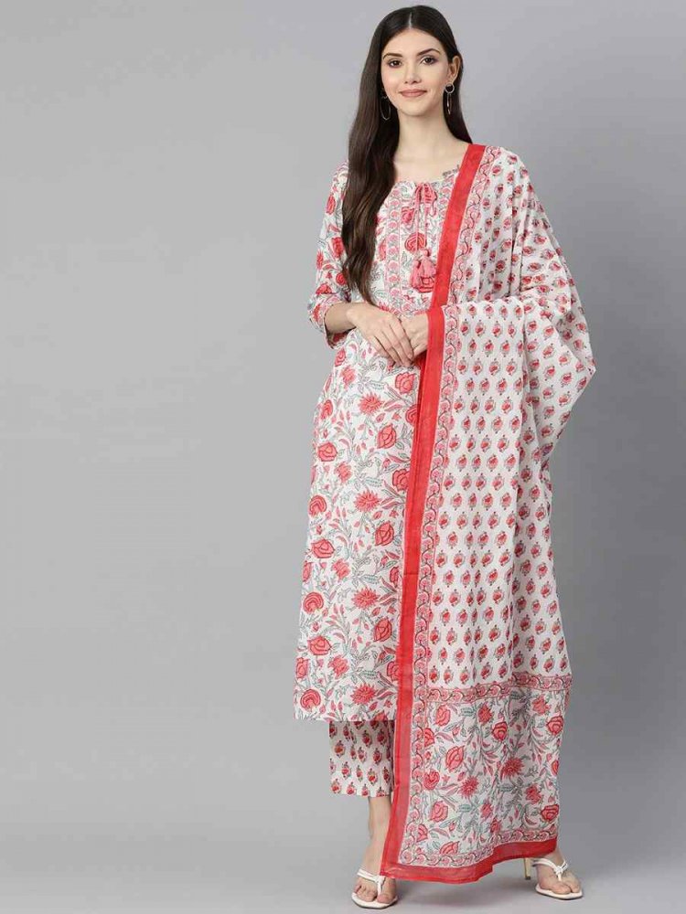 Multi Cotton Printed Festival Casual Ready Pant Salwar Kameez