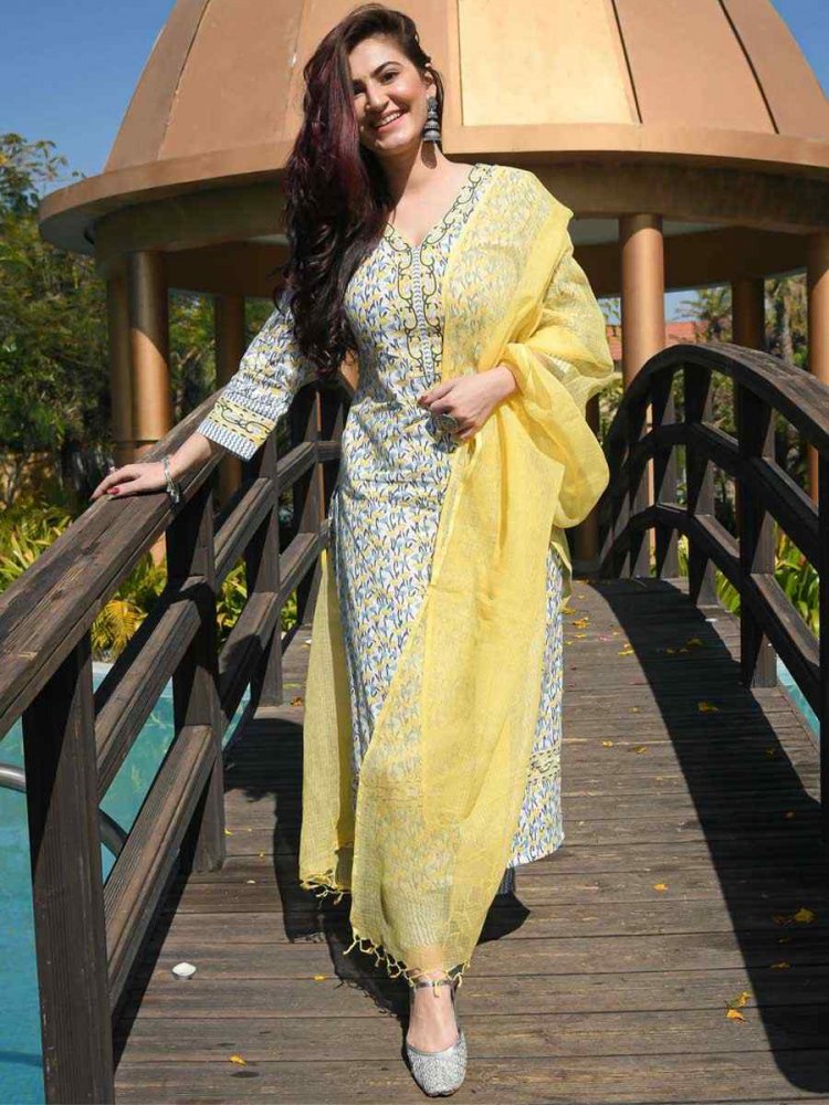 Multi Cotton Printed Festival Casual Ready Pant Salwar Kameez