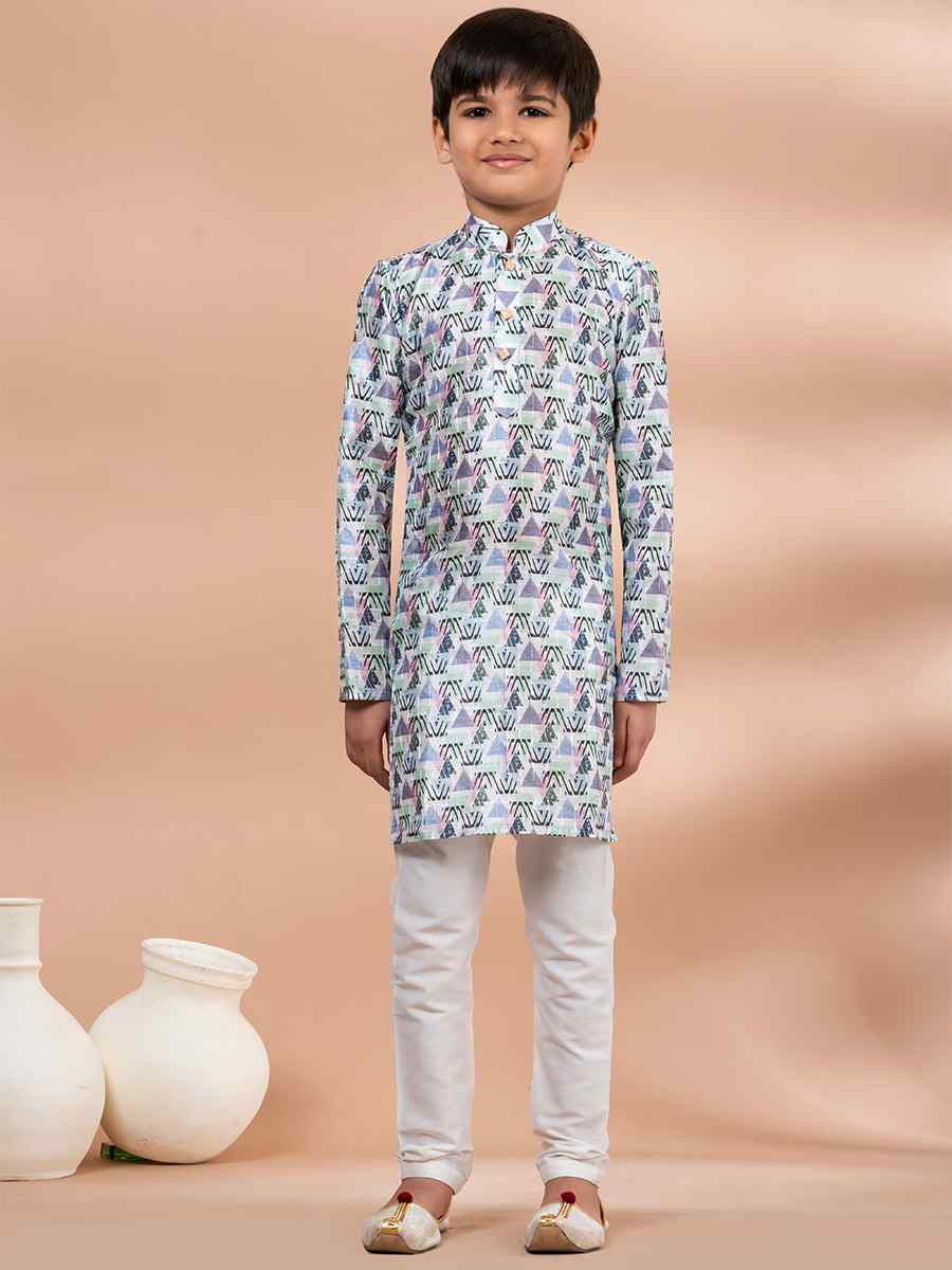 Multi Cotton Printed Festival Traditional Kurta Pyjama Boys Wear