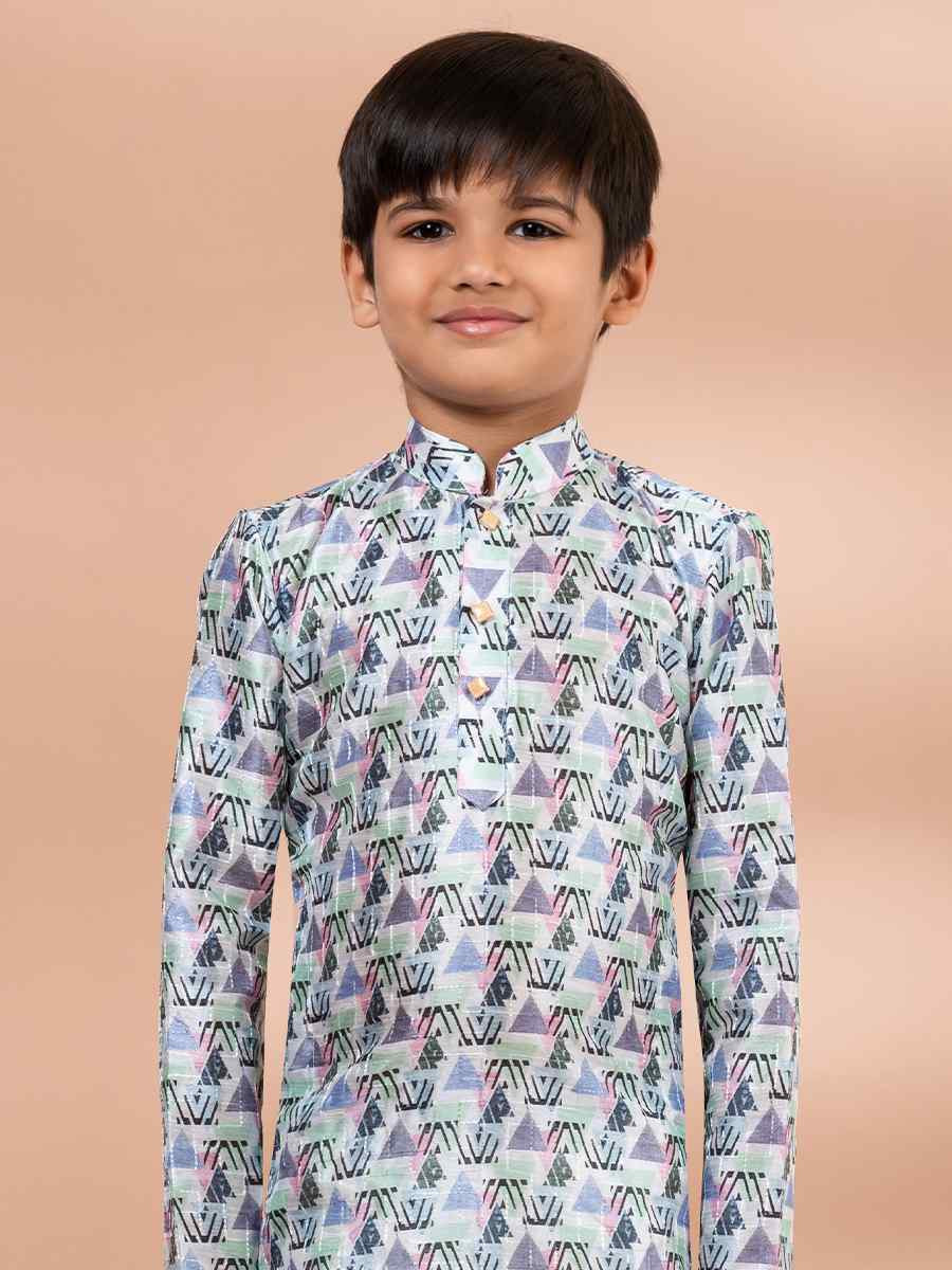 Multi Cotton Printed Festival Traditional Kurta Pyjama Boys Wear