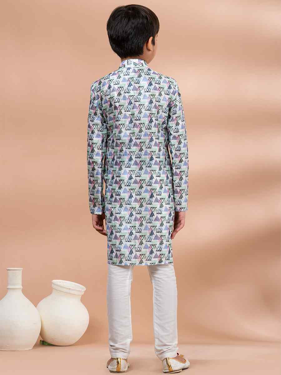 Multi Cotton Printed Festival Traditional Kurta Pyjama Boys Wear