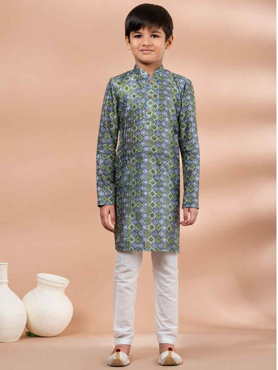 Multi Cotton Printed Festival Traditional Kurta Pyjama Boys Wear