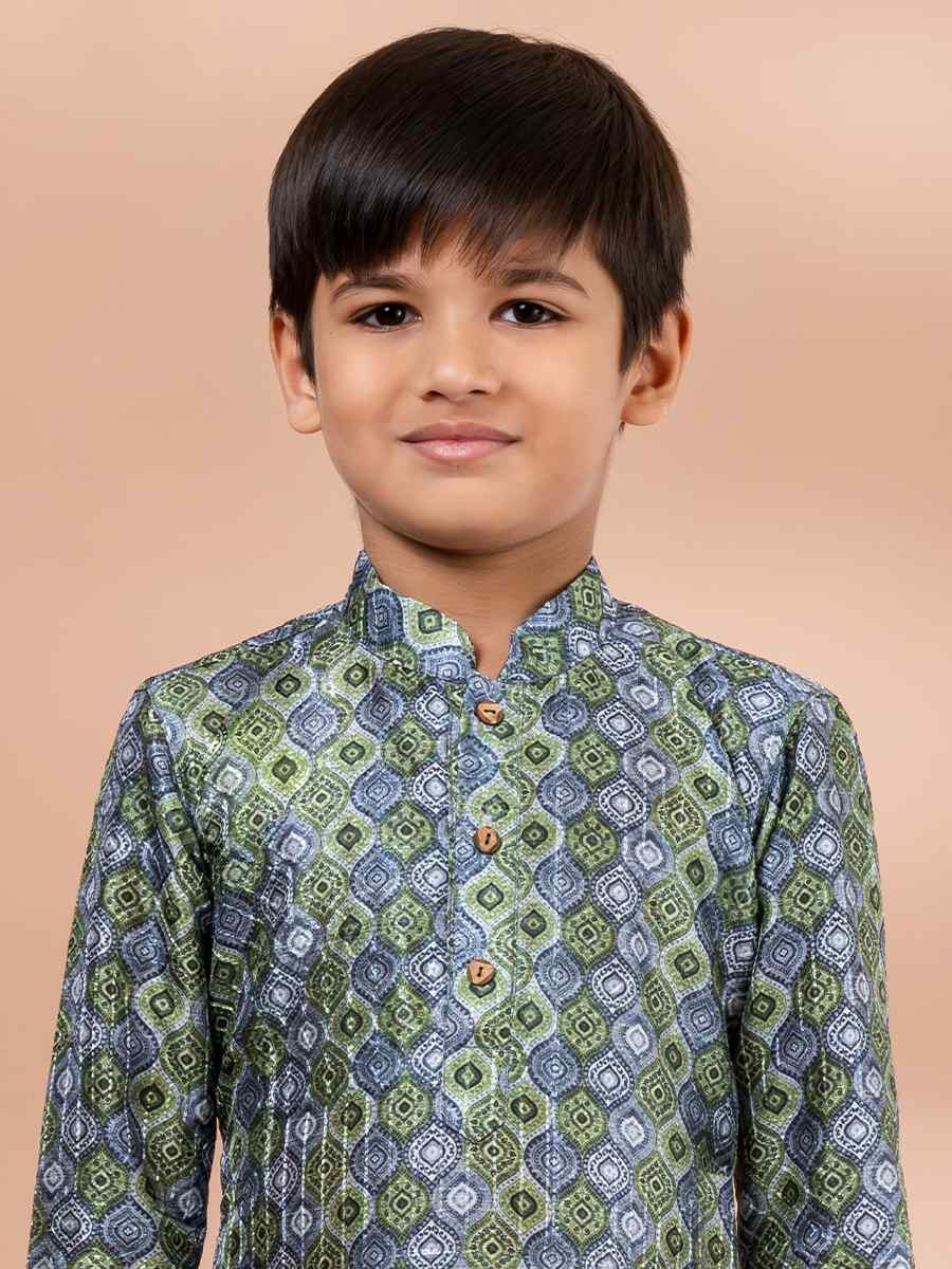 Multi Cotton Printed Festival Traditional Kurta Pyjama Boys Wear