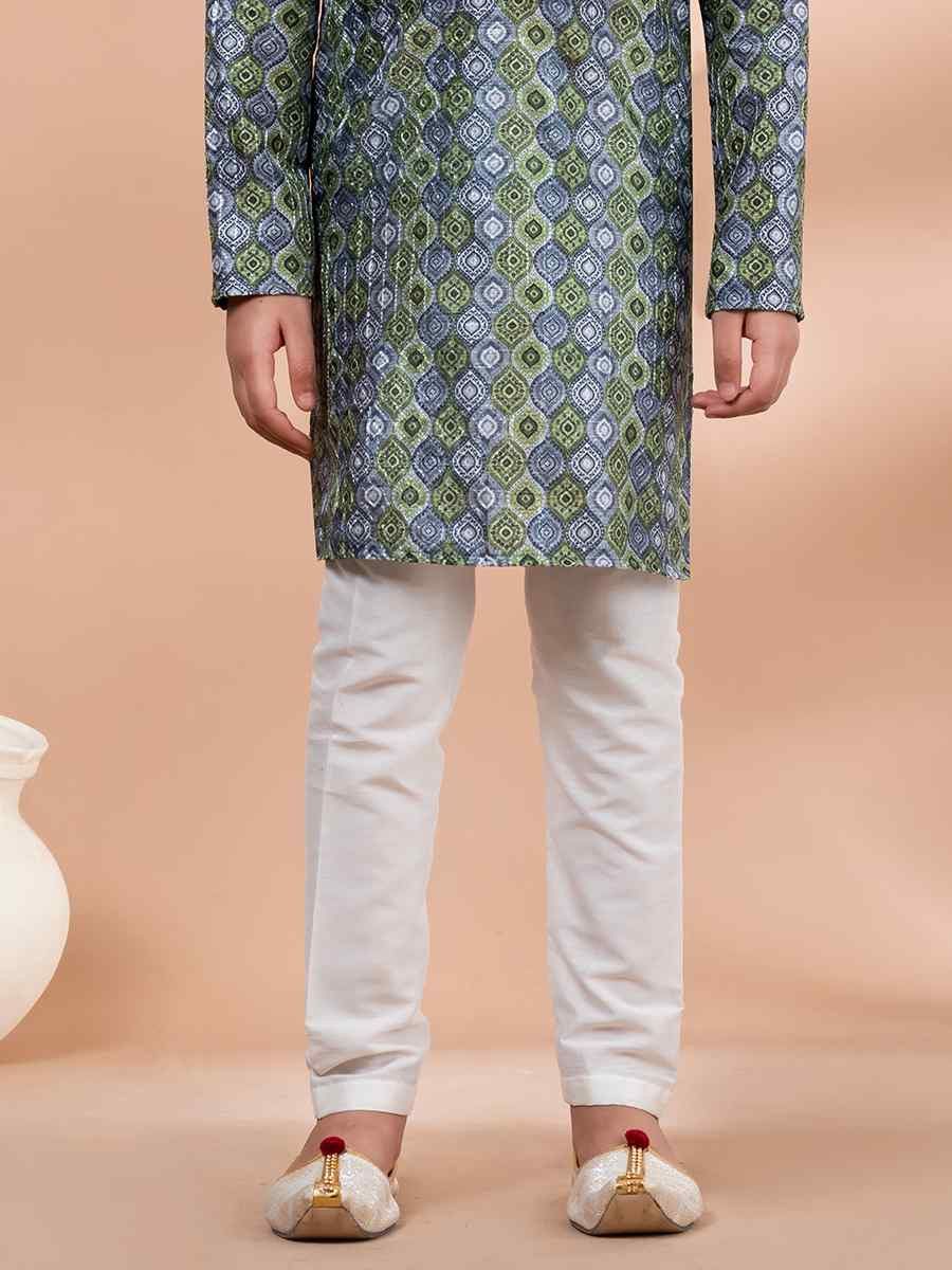 Multi Cotton Printed Festival Traditional Kurta Pyjama Boys Wear