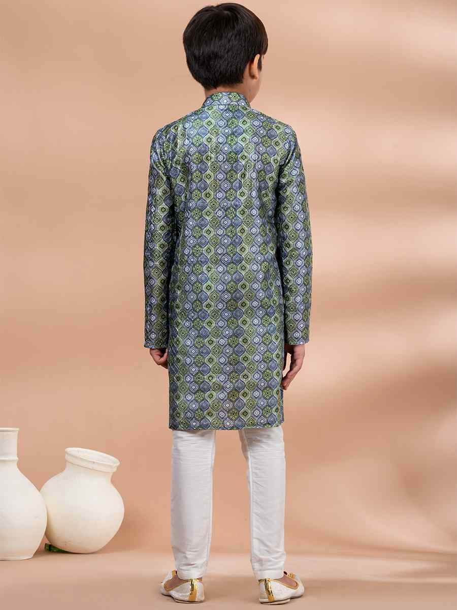 Multi Cotton Printed Festival Traditional Kurta Pyjama Boys Wear