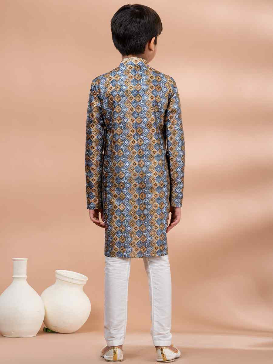 Multi Cotton Printed Festival Traditional Kurta Pyjama Boys Wear
