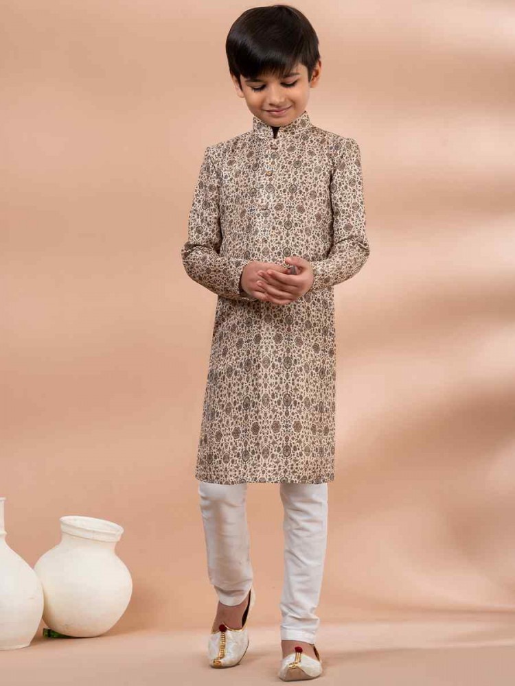 Multi Cotton Printed Festival Traditional Kurta Pyjama Boys Wear