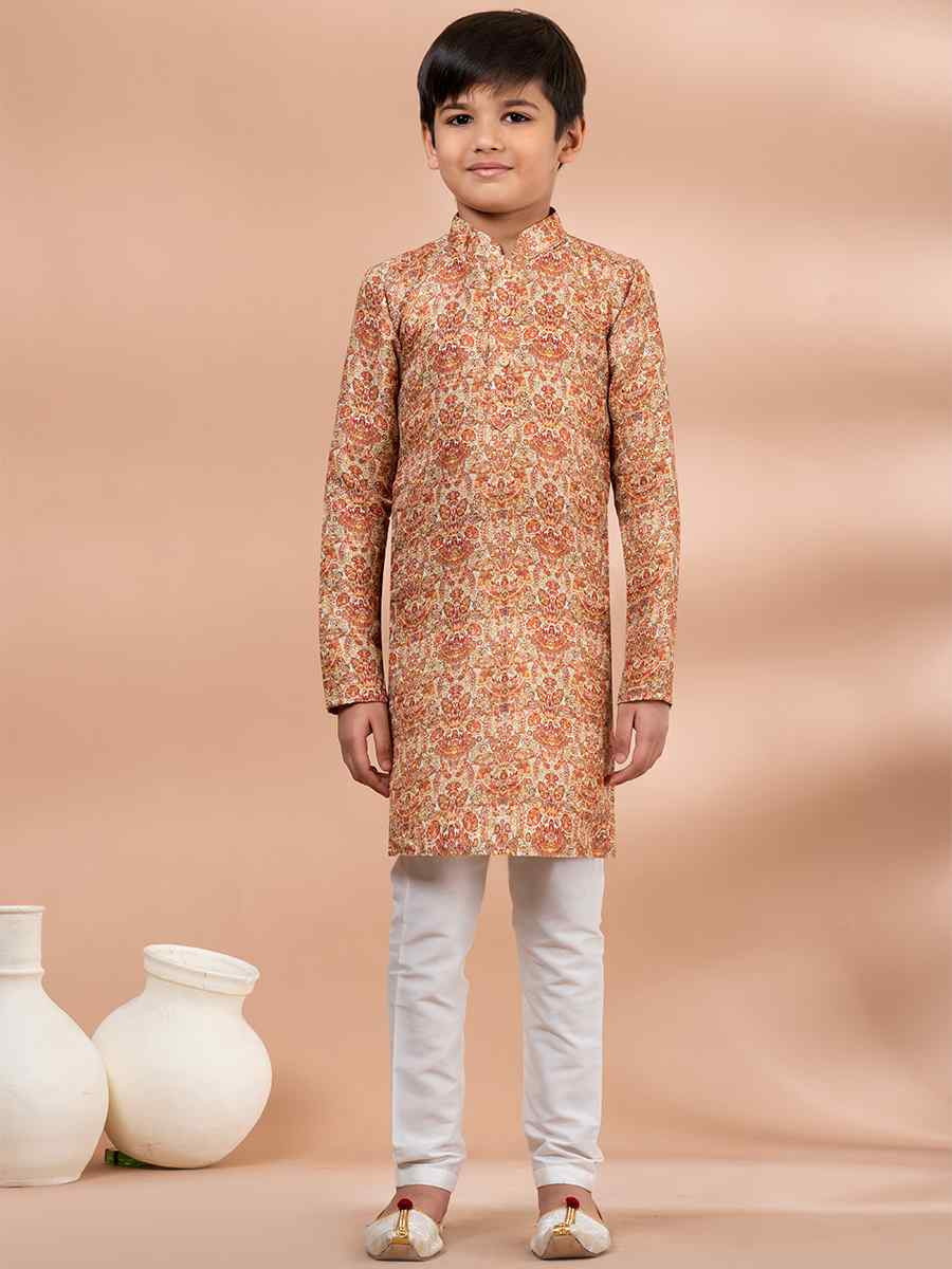 Multi Cotton Printed Festival Traditional Kurta Pyjama Boys Wear