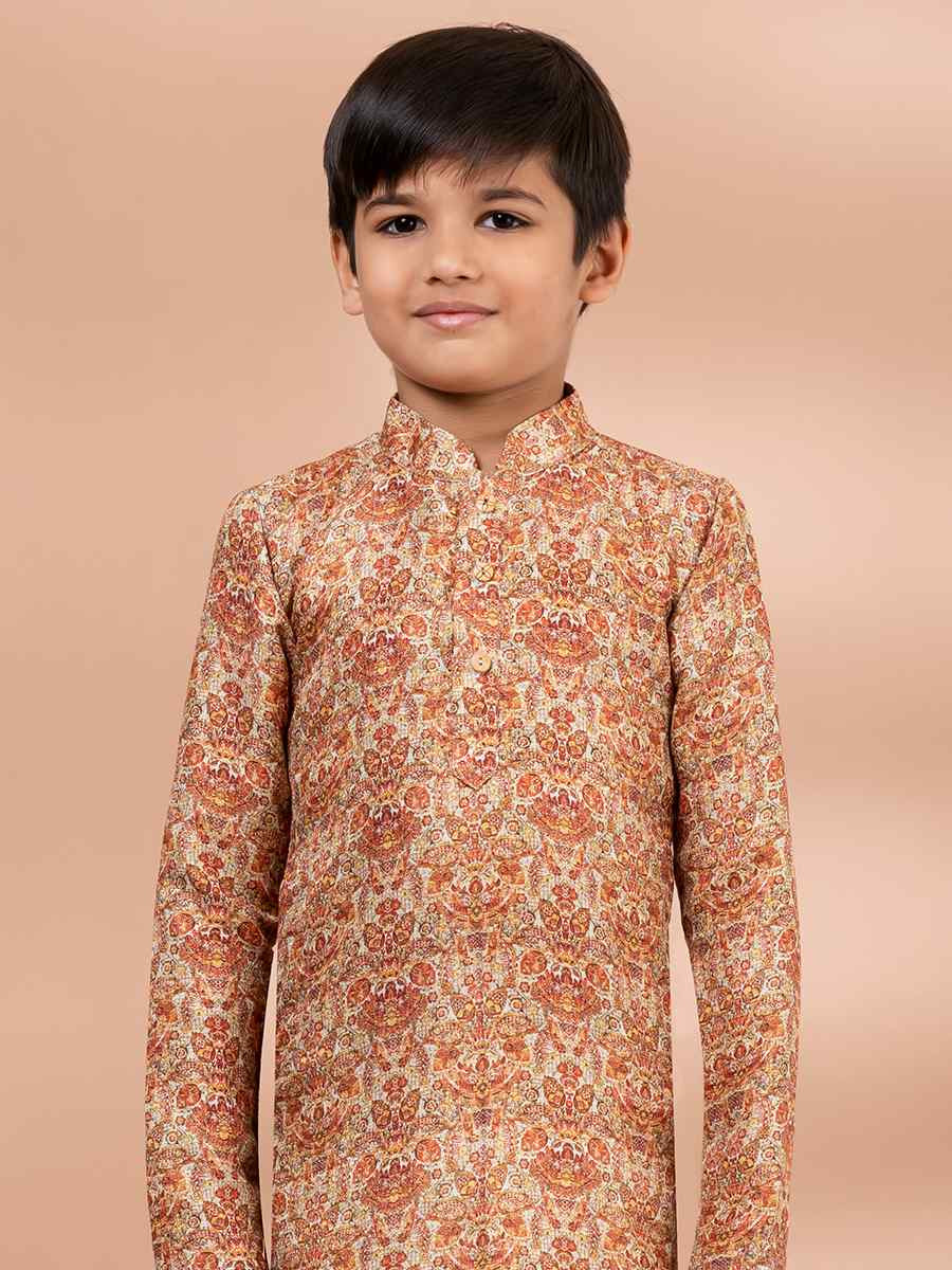 Multi Cotton Printed Festival Traditional Kurta Pyjama Boys Wear