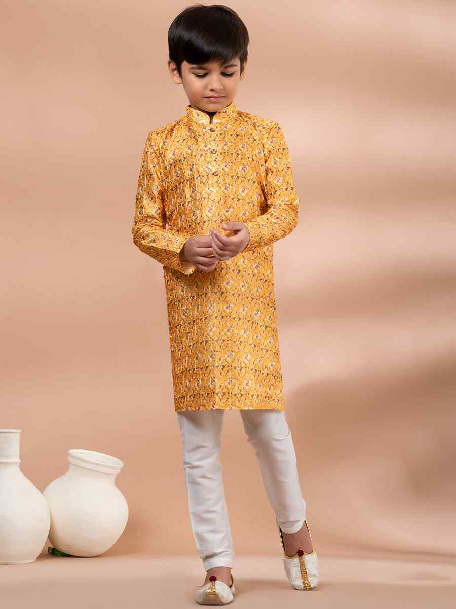 Multi Cotton Printed Festival Traditional Kurta Pyjama Boys Wear