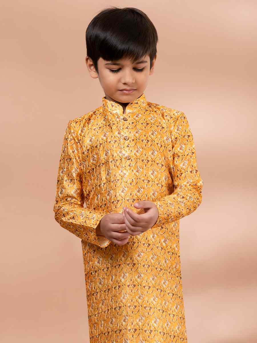 Multi Cotton Printed Festival Traditional Kurta Pyjama Boys Wear