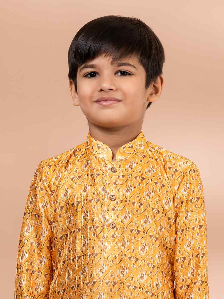 Multi Cotton Printed Festival Traditional Kurta Pyjama Boys Wear