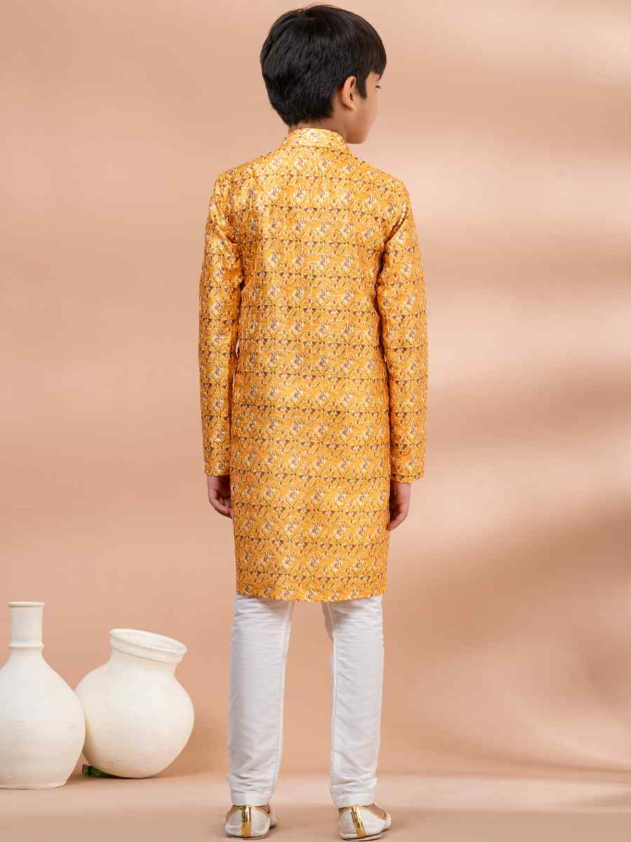 Multi Cotton Printed Festival Traditional Kurta Pyjama Boys Wear