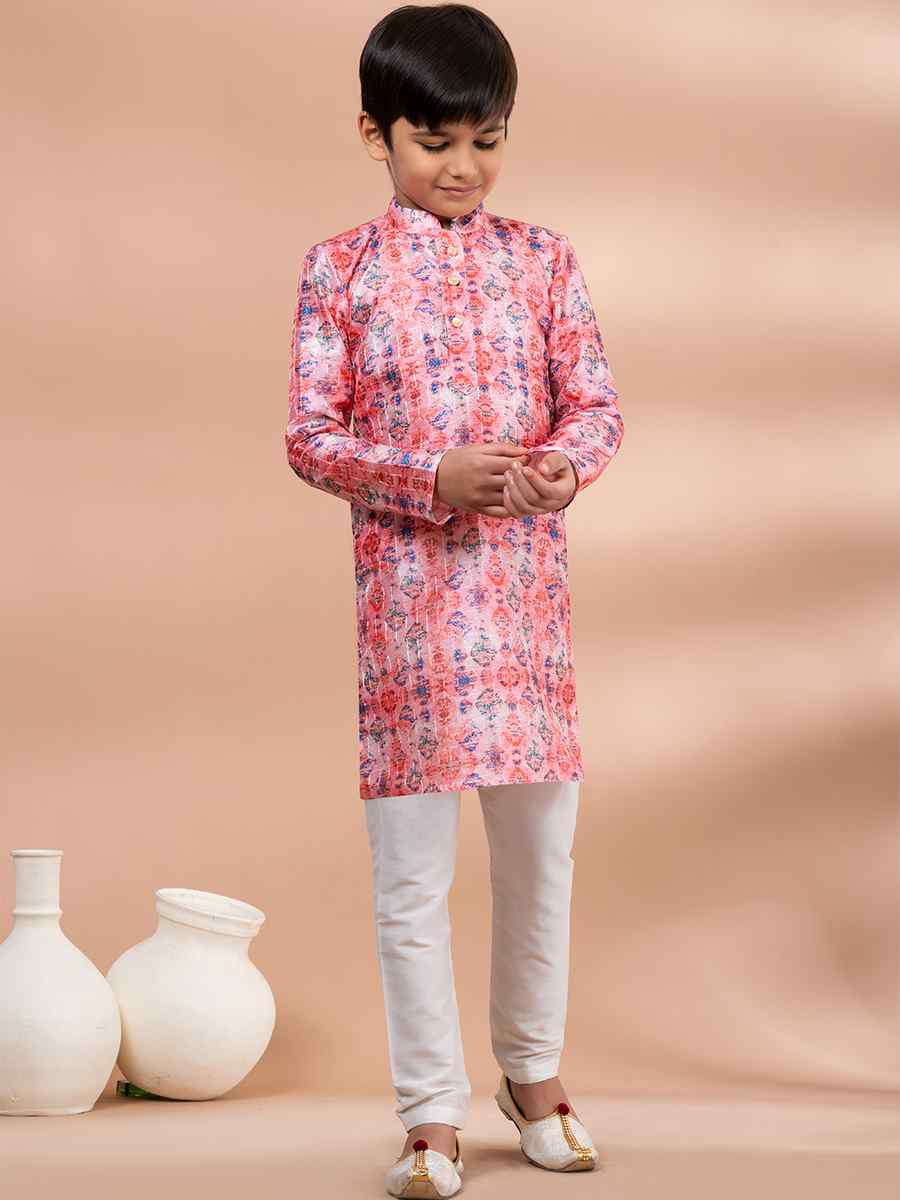 Multi Cotton Printed Festival Traditional Kurta Pyjama Boys Wear