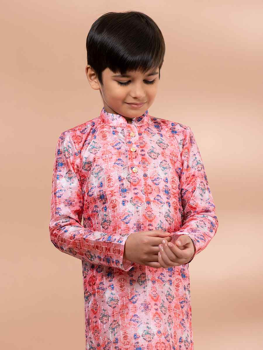 Multi Cotton Printed Festival Traditional Kurta Pyjama Boys Wear