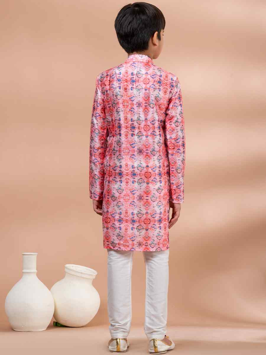 Multi Cotton Printed Festival Traditional Kurta Pyjama Boys Wear