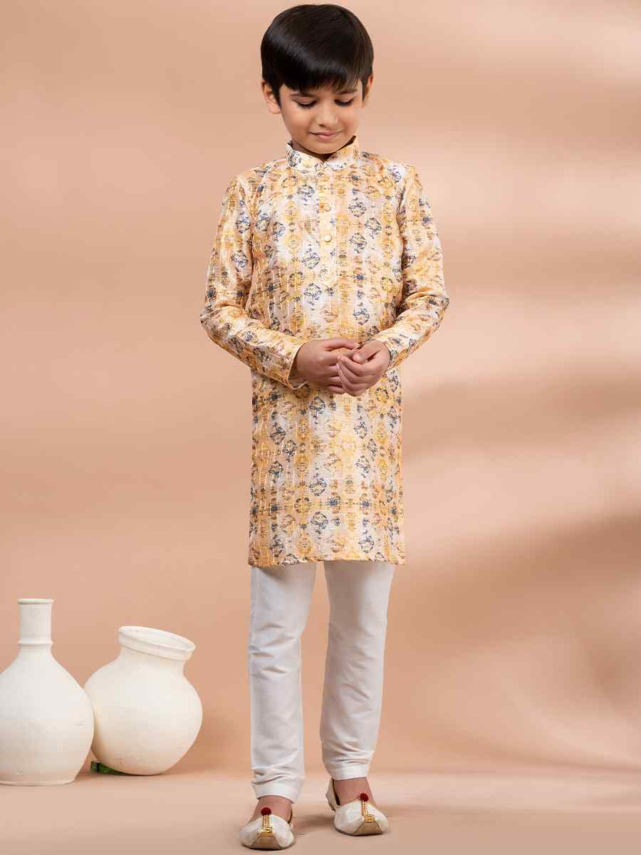 Multi Cotton Printed Festival Traditional Kurta Pyjama Boys Wear