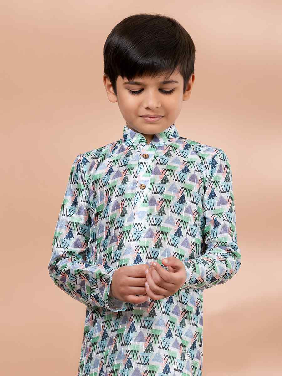 Multi Cotton Printed Festival Traditional Kurta Pyjama Boys Wear
