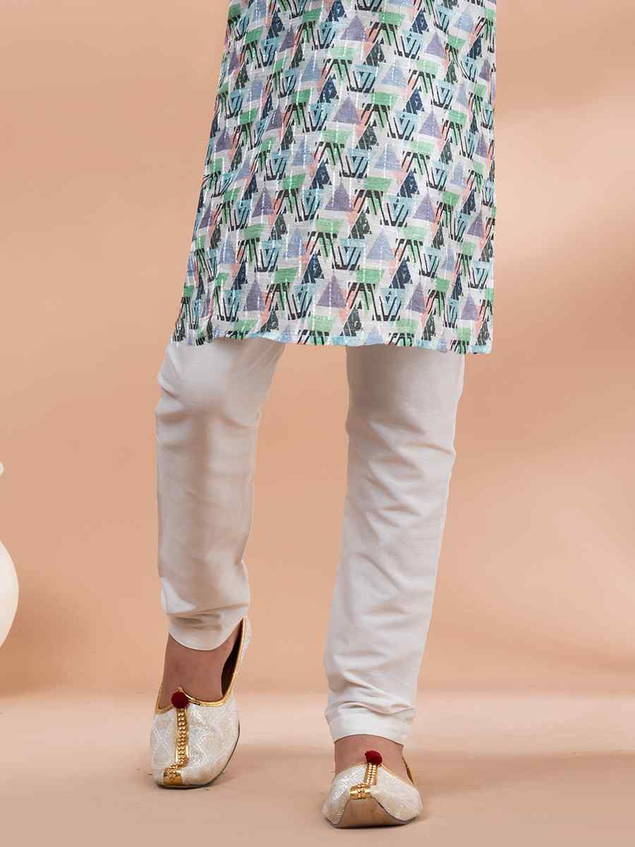 Multi Cotton Printed Festival Traditional Kurta Pyjama Boys Wear
