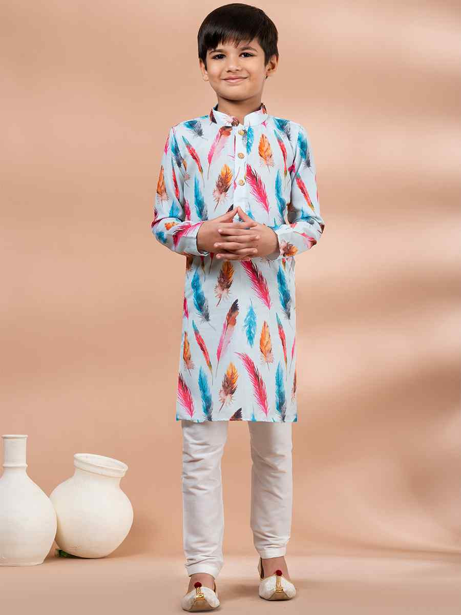 Multi Cotton Printed Festival Traditional Kurta Pyjama Boys Wear