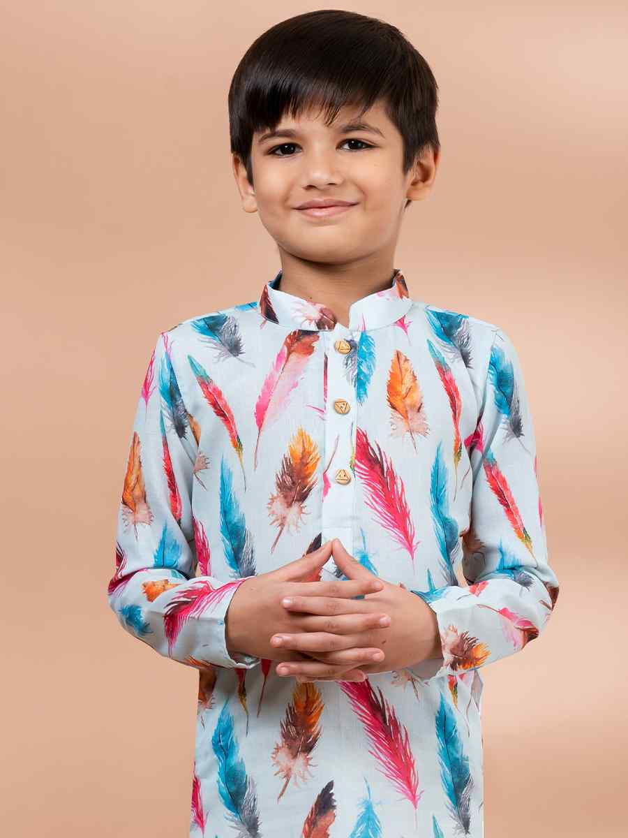 Multi Cotton Printed Festival Traditional Kurta Pyjama Boys Wear