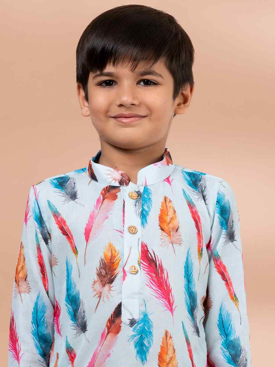 Multi Cotton Printed Festival Traditional Kurta Pyjama Boys Wear