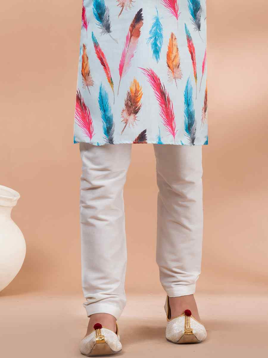 Multi Cotton Printed Festival Traditional Kurta Pyjama Boys Wear