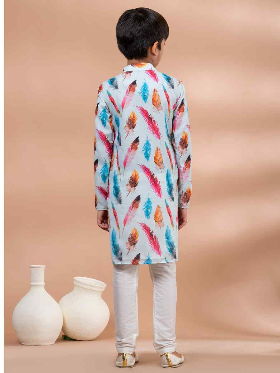 Multi Cotton Printed Festival Traditional Kurta Pyjama Boys Wear