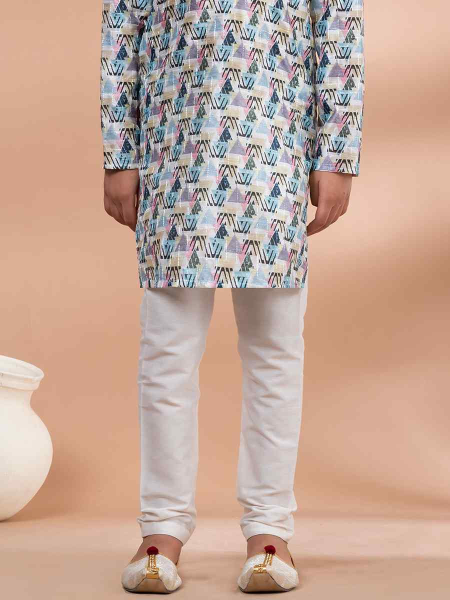 Multi Cotton Printed Festival Traditional Kurta Pyjama Boys Wear