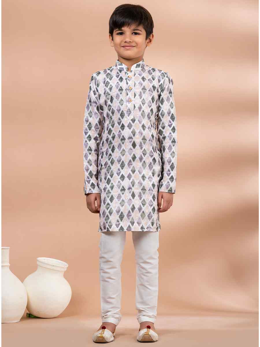 Multi Cotton Printed Festival Traditional Kurta Pyjama Boys Wear