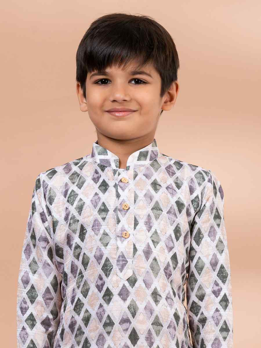 Multi Cotton Printed Festival Traditional Kurta Pyjama Boys Wear