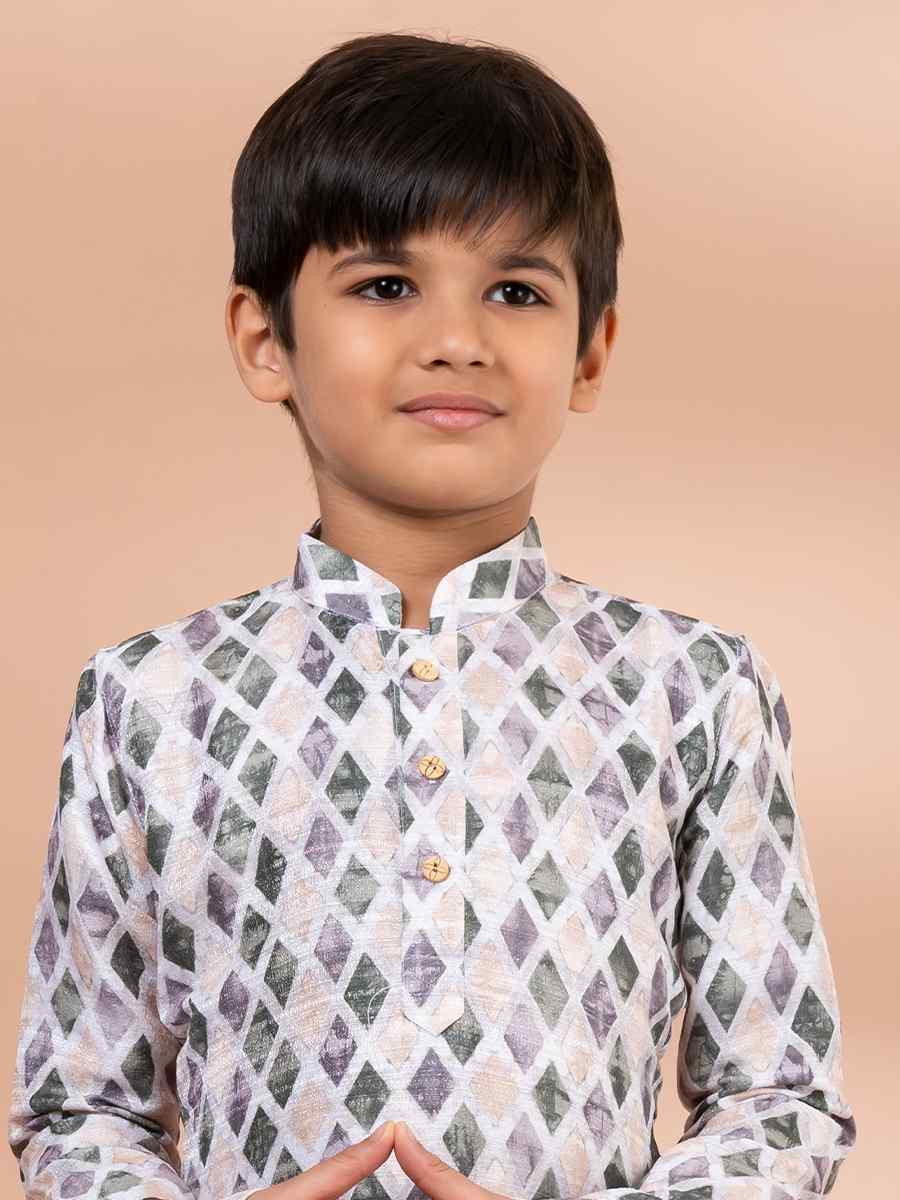 Multi Cotton Printed Festival Traditional Kurta Pyjama Boys Wear