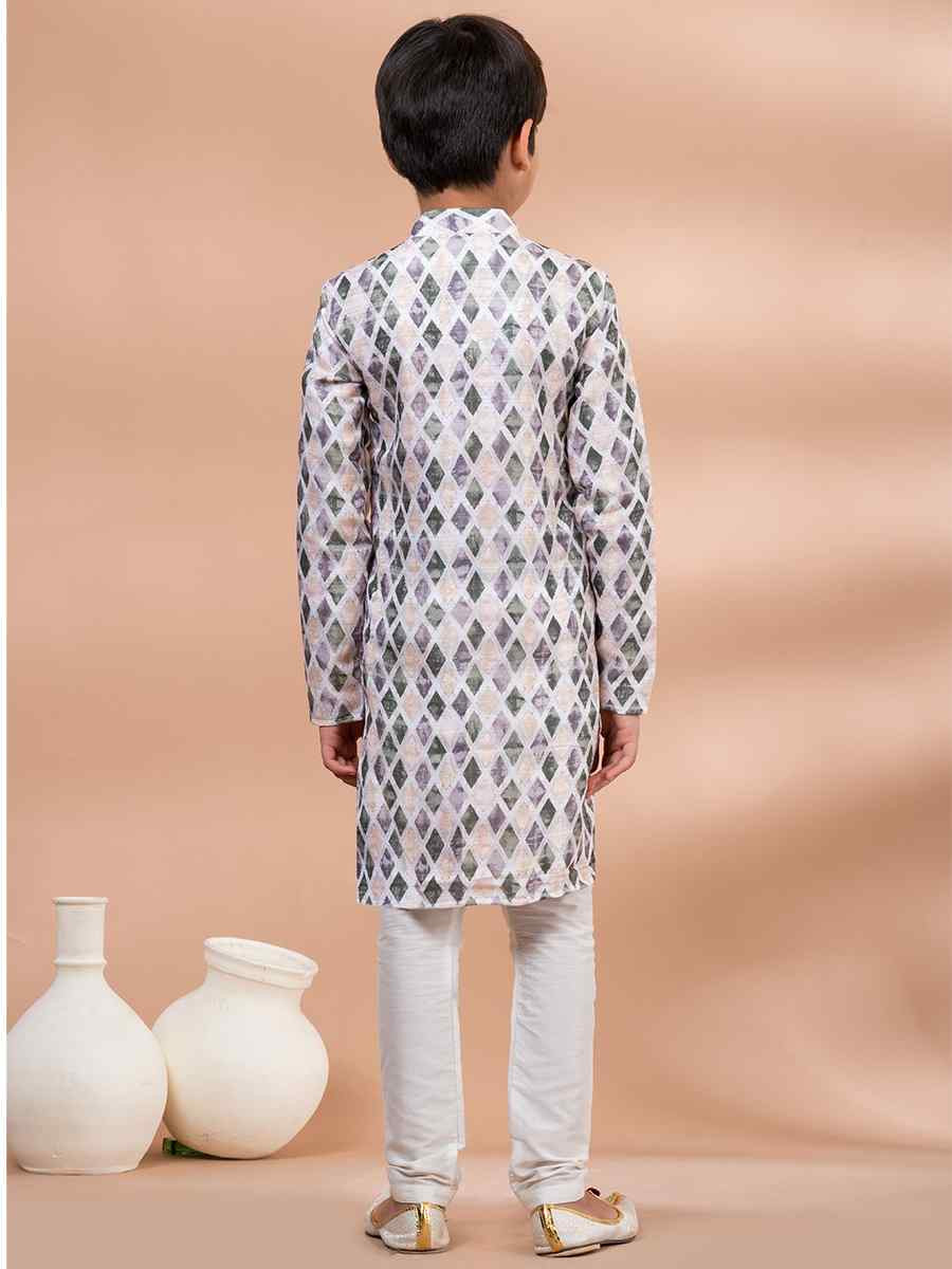 Multi Cotton Printed Festival Traditional Kurta Pyjama Boys Wear
