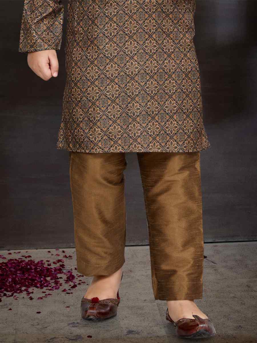 Multi Cotton Printed Festival Traditional Kurta Pyjama Boys Wear
